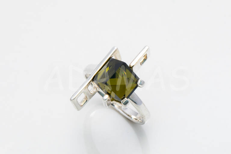 Dámsky prsteň strieborný so zeleným zirkónom AGPD000067