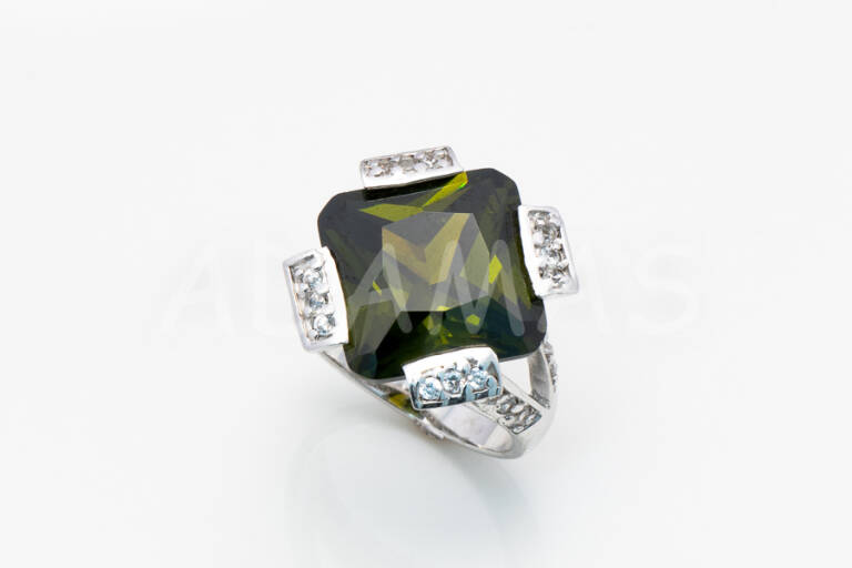 Dámsky prsteň strieborný so zeleným zirkónom AGPD000155