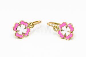 Pridané do zoznamu, Detské náušnice zlaté s farebným emailom štvorlístok AUNAUD000017, cena <span class="woocommerce-Price-amount amount"><bdi>288,00&nbsp;<span class="woocommerce-Price-currencySymbol" translate="no">&euro;</span></bdi></span>.