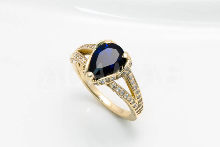 Dámsky prsteň zlatý s modrým zirkónom AUPD000272