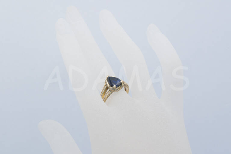 Dámsky prsteň zlatý s modrým zirkónom AUPD000272