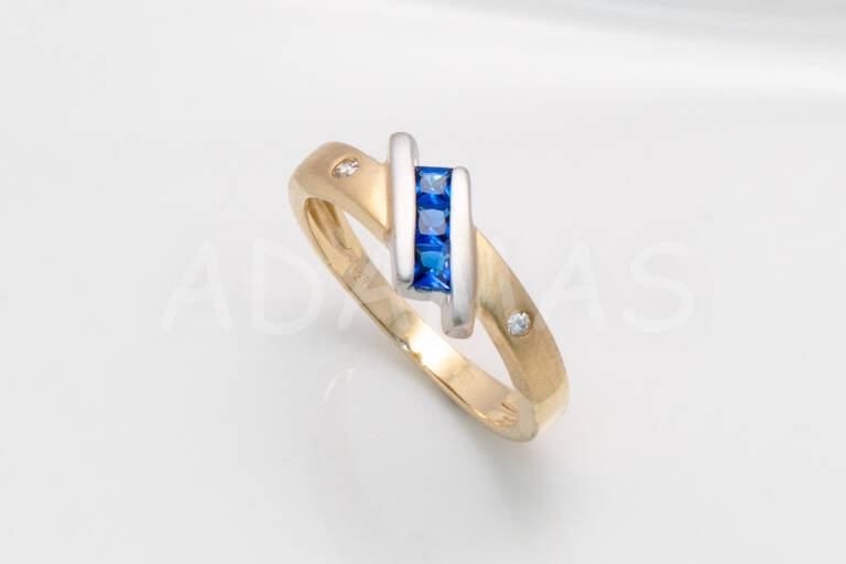 Dámsky prsteň zlatý s modrým zirkónom AUPD000273