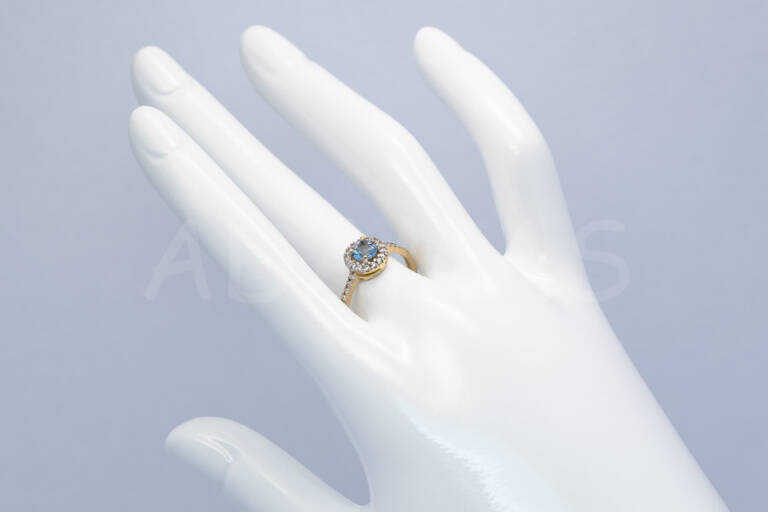 Dámsky prsteň zlatý s modrým zirkónom AUPD000659