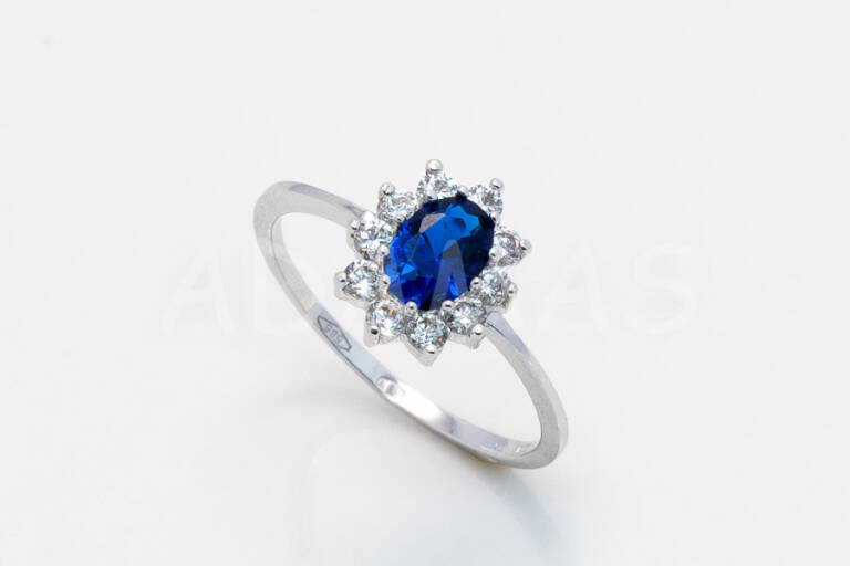 Dámsky prsteň zlatý s bielym a modrým zirkónom AUPD000665