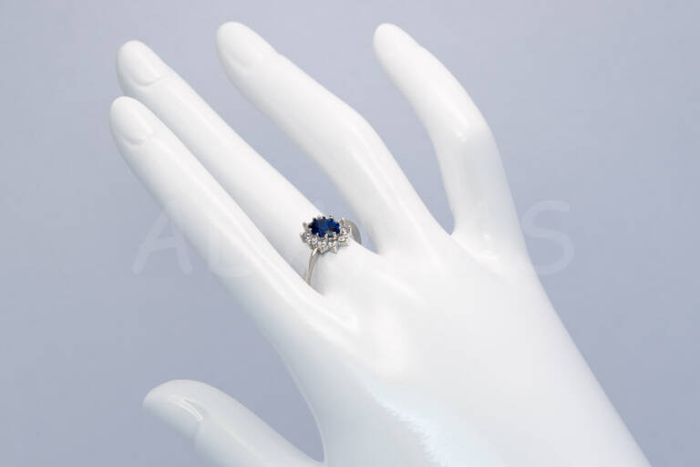 Dámsky prsteň zlatý s bielym a modrým zirkónom AUPD000665